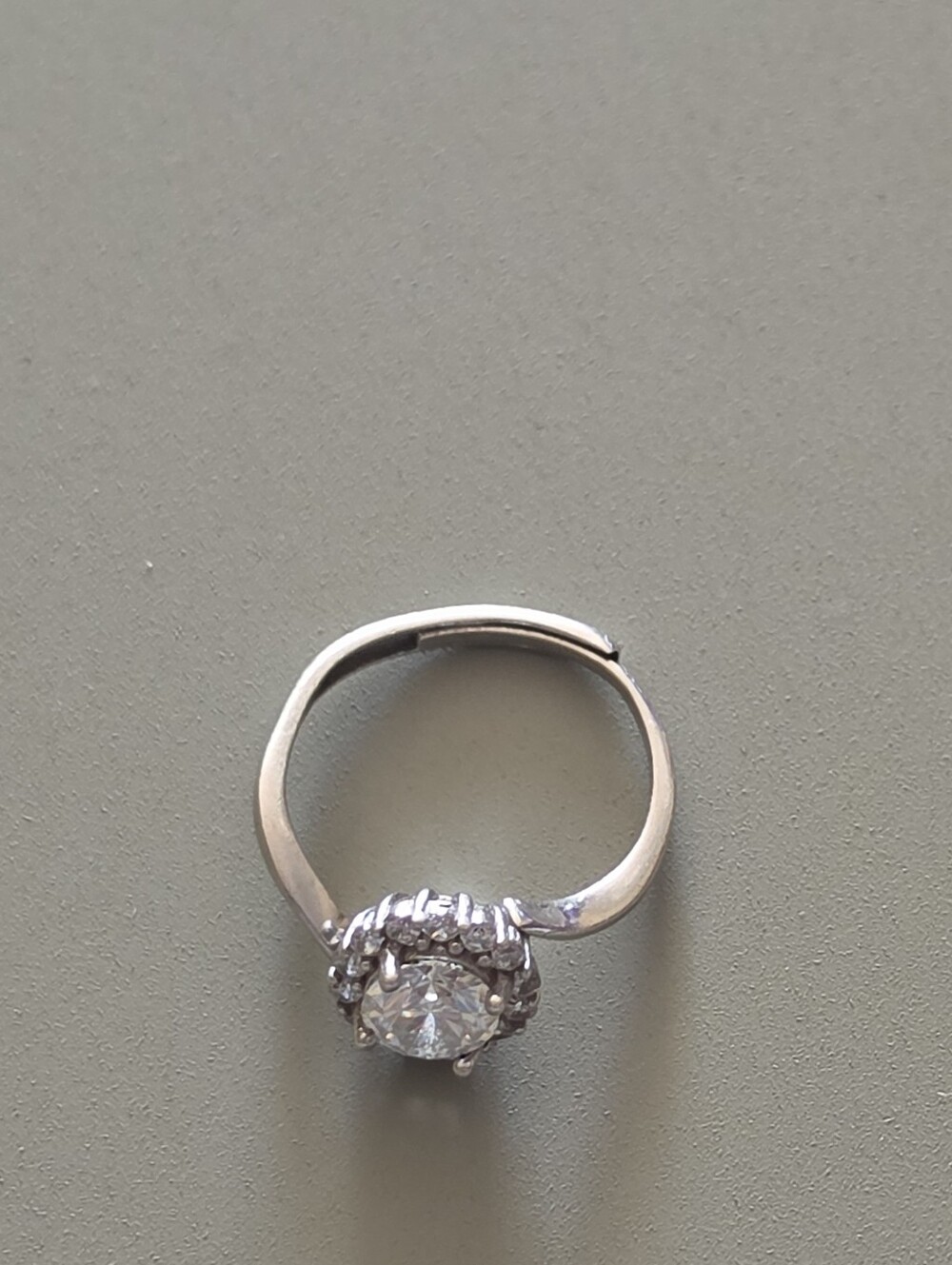 925 Sterling Silver Adjustable Halo Ring